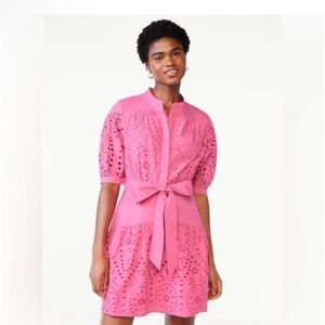 Scoop | women’s size large 100% cotton eyelet belted mini dress